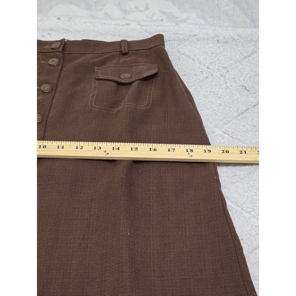 Gianna Italy Brown Maxi Skirt‎ Button Front High Waist A-Line Viscose Vintage - Picture 9 of 13